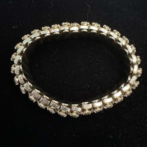 Vintage Rhinestone Accordion Style Cuff Bracelet - Picture 2 of 3